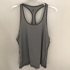Zella Gray Striped Workout Top